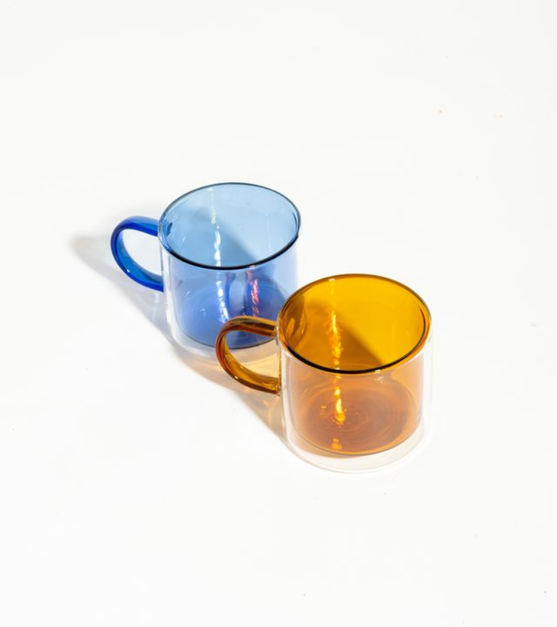 Set de tasses double paroi en borosilicate Pair-a-tea bleu-ambre