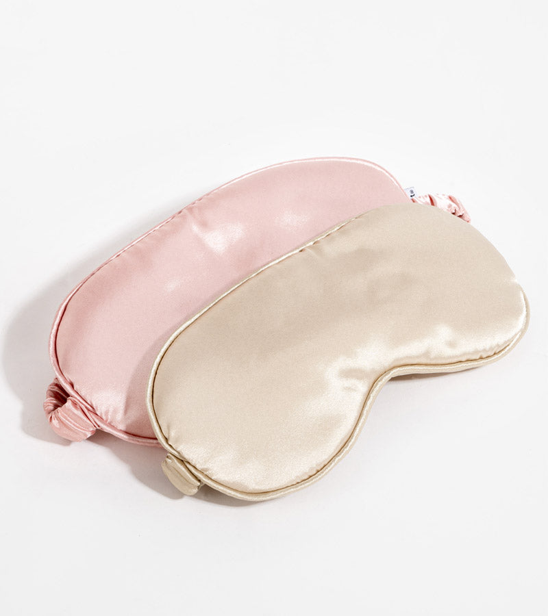 Set de masque - taie d'oreiller et chouchou en satin couleur blush